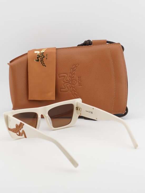 MCM MW0021 25J Cat Eye Sunglasses – White / Brown main image 5